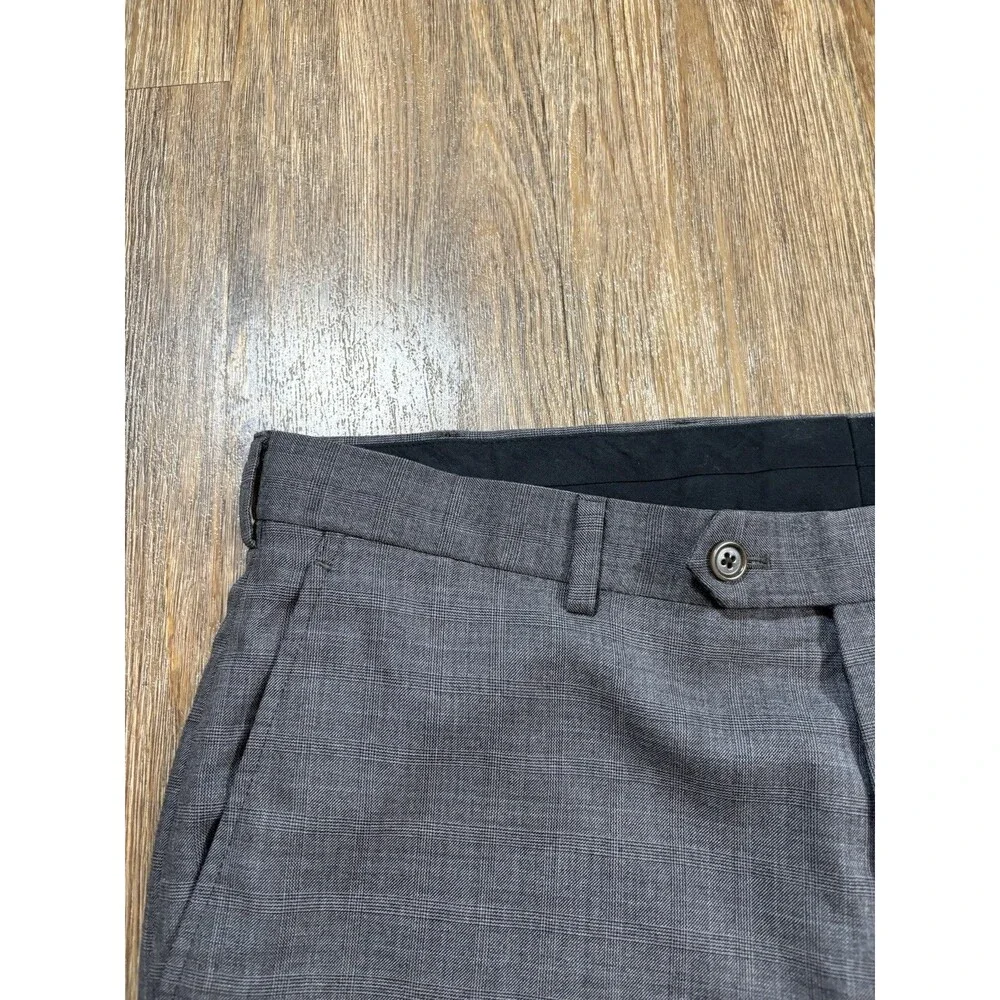 Brooks Brothers Classic Dress Pants Mens 38x33 Glen Plaid 100% Wool Flat Front